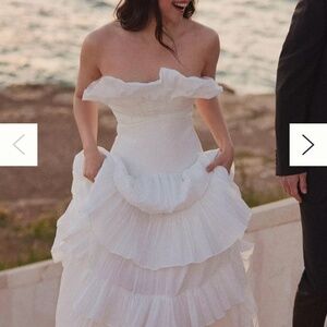 Acler US6 Dickinson Strapless Tiered Drop Waist Wedding Gowb